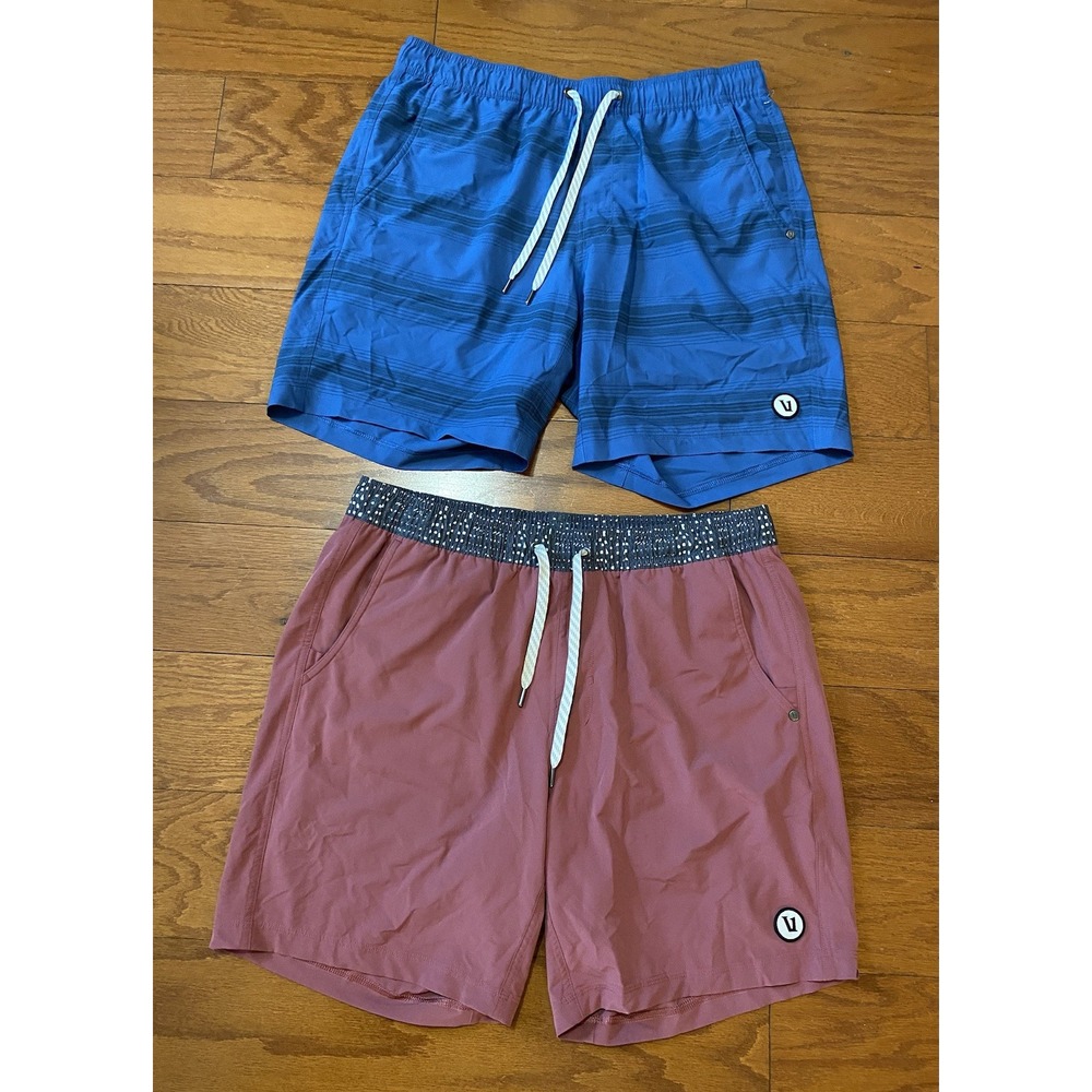 Lot of 2 Vuori Kore Shorts Lined Men's Large 7.5" Red Blue V302 Activewear